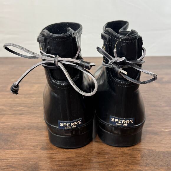 Sperry Black Boots Short Rubber Women's 7 - Picture 2 of 4